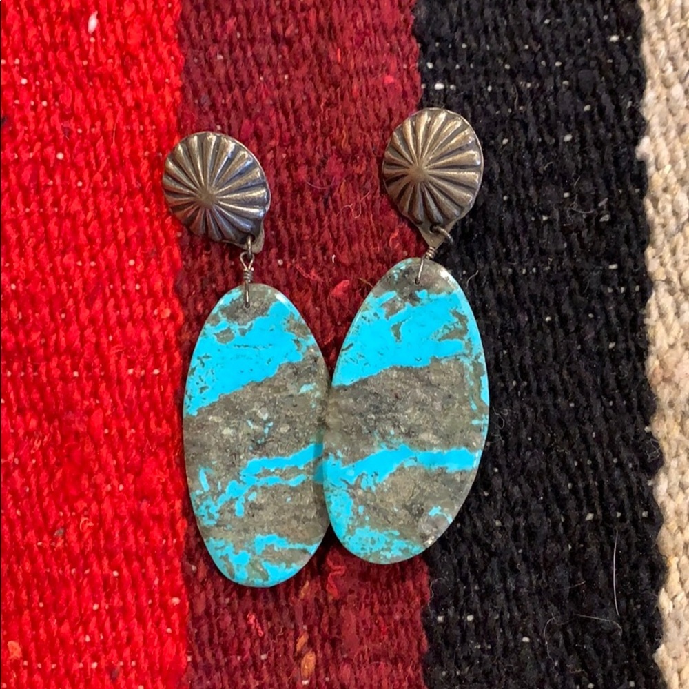 Turquoise slab earrings